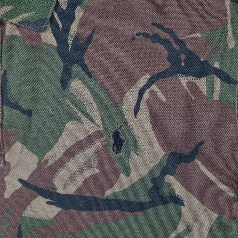 Polo Ralph Lauren Polo Shirt Men 2XB Tall Camo Woodland Knit Mesh Short Sleeve